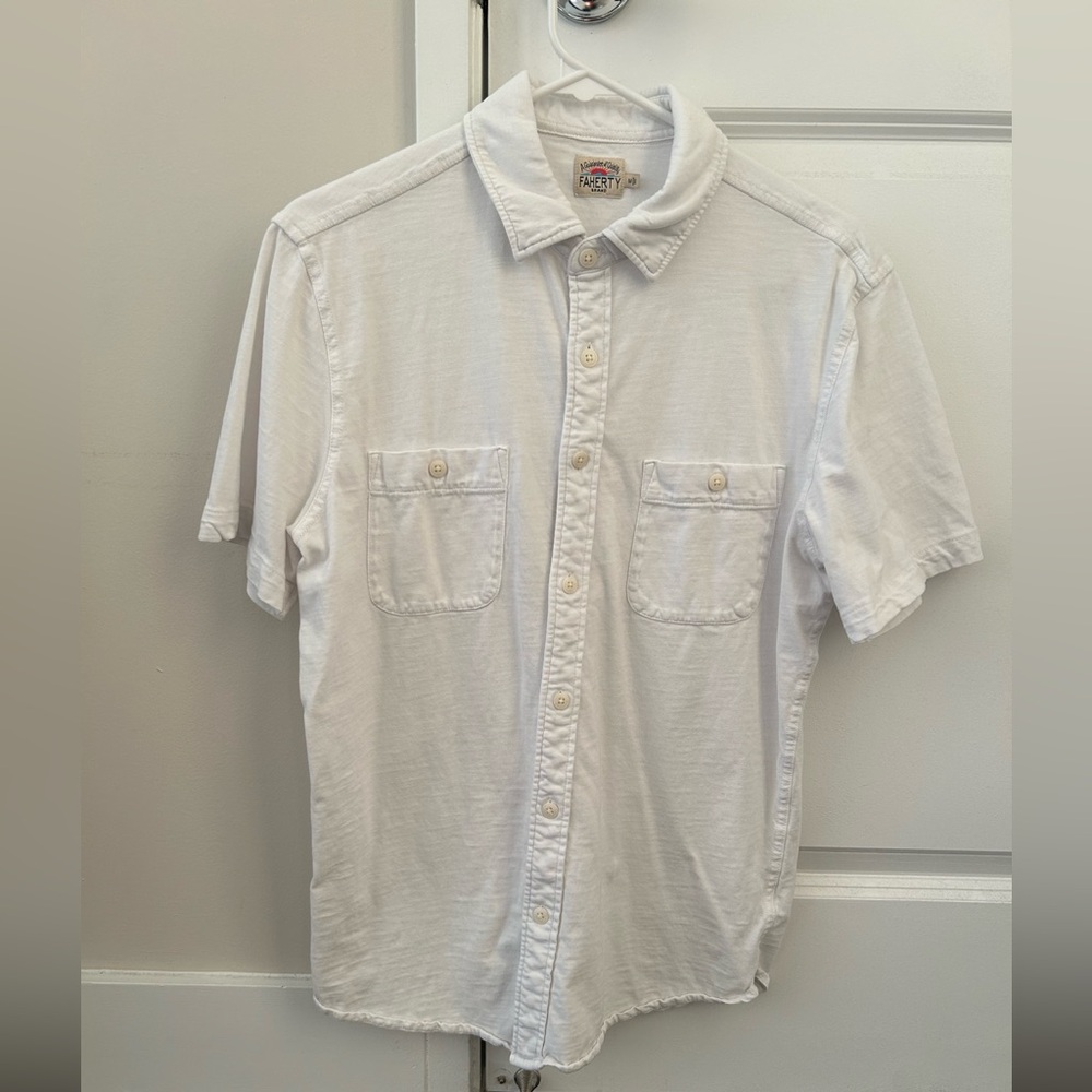 Faherty White Short-Sleeve Button-Down Shirt